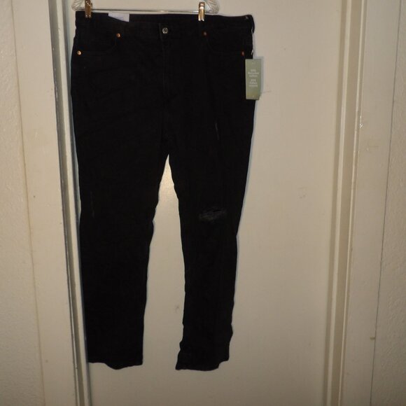 NWT H&M  & Denim Vintage Straight Black Wash Dis.High Waist Straight Jeans Sz 18 - Picture 1 of 8